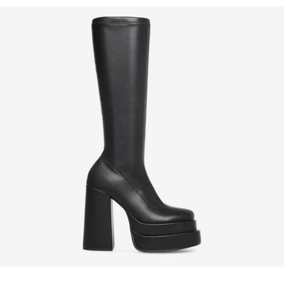 Steve Madden Cypress Black Platform Knee-High Boots Size 10 Chunky Block Heel - Picture 8 of 8